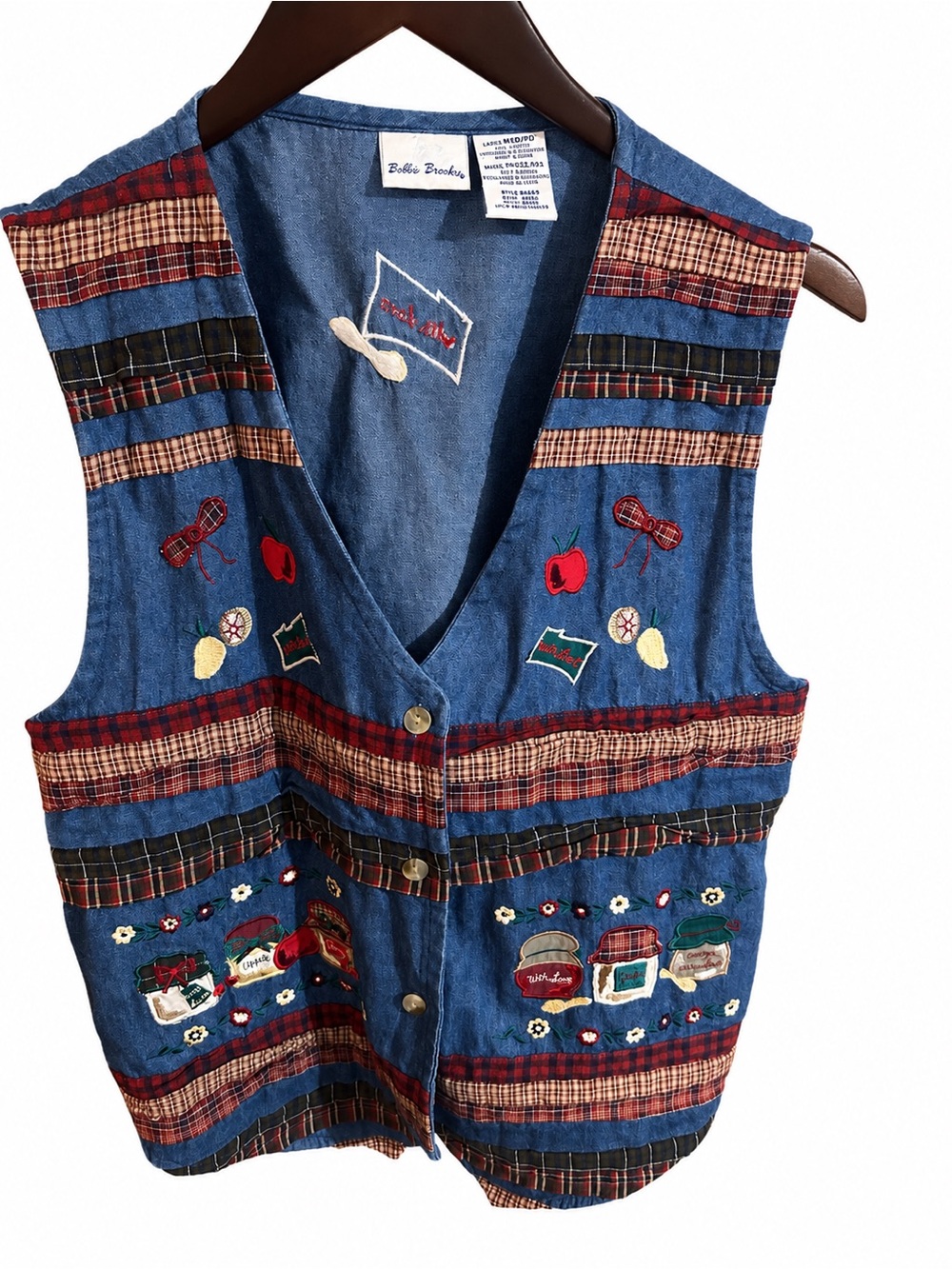 Bobbie Brooks Jams Womens Denim Vest Size M Home Maker Farm Life Cottage Core
